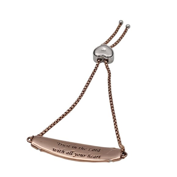 18K Rose Gold Plated Copper Bracelet "Believe" Swarovski Crystals Faith Charm - Picture 3 of 13